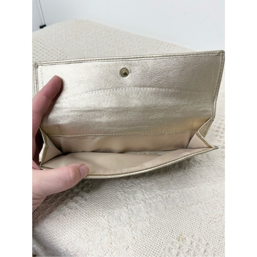 Coach Gold Signature Turnlock Wallet F43609 Khaki Metallic Long Clutch - Picture 5 of 7